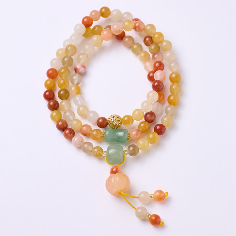 Golden Silk Jade Triple Wrap Bracelet for Wealth & Luck