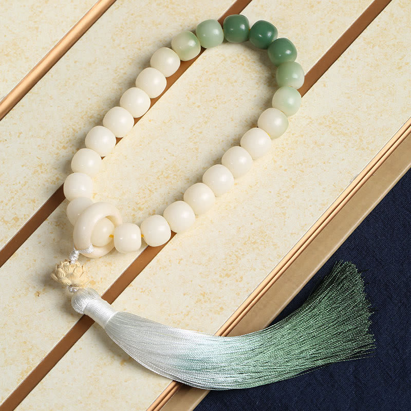 12mm Bodhi Seed Lotus Wisdom Wrist Mala Bracelet