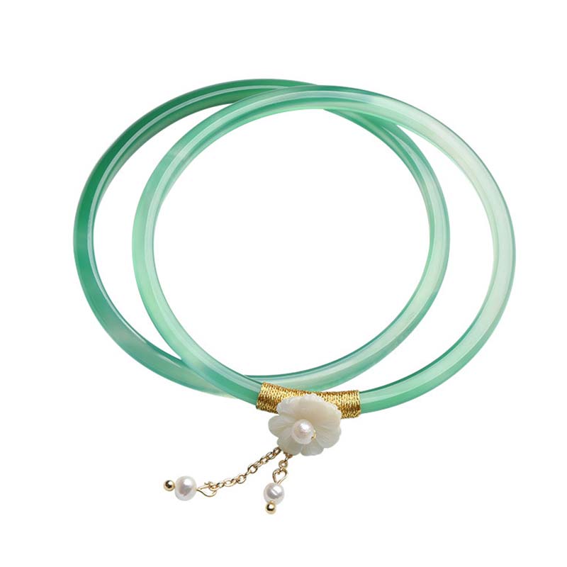Cyan and White Jade Success Bracelet 58mm