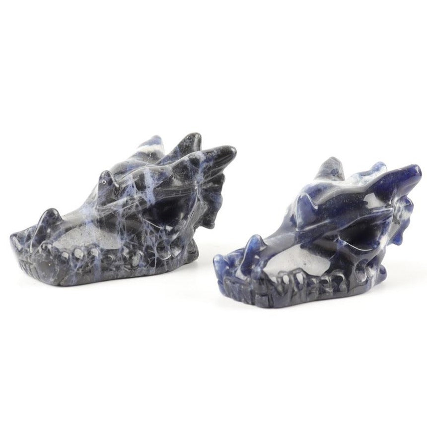 Sodalite Crystal Dragon Head Carving 2.57in Spiritual Figurine