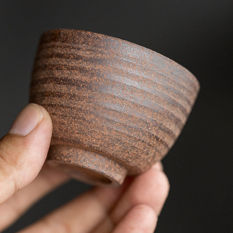 Handcrafted Retro Brown Ceramic Zen Teacup for Mindful Tea Rituals