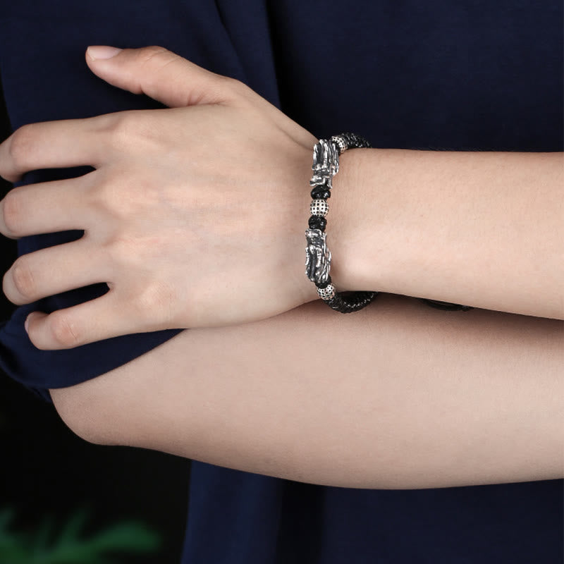 Sterling Silver Double Dragon Bracelet | Luck & Protection