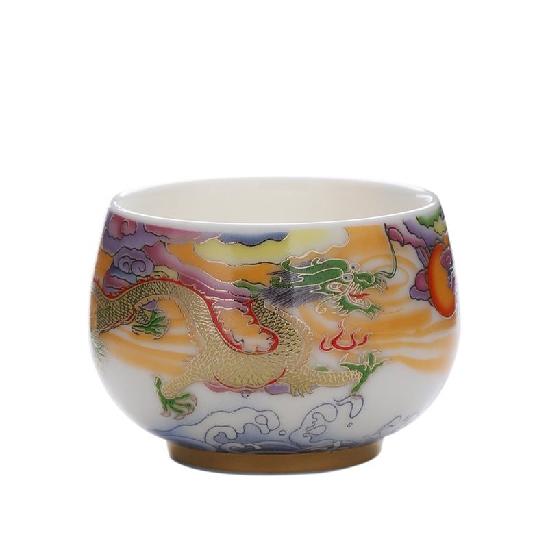 Dragon & Phoenix Ceramic Teacup 190ml | Spiritual Tableware