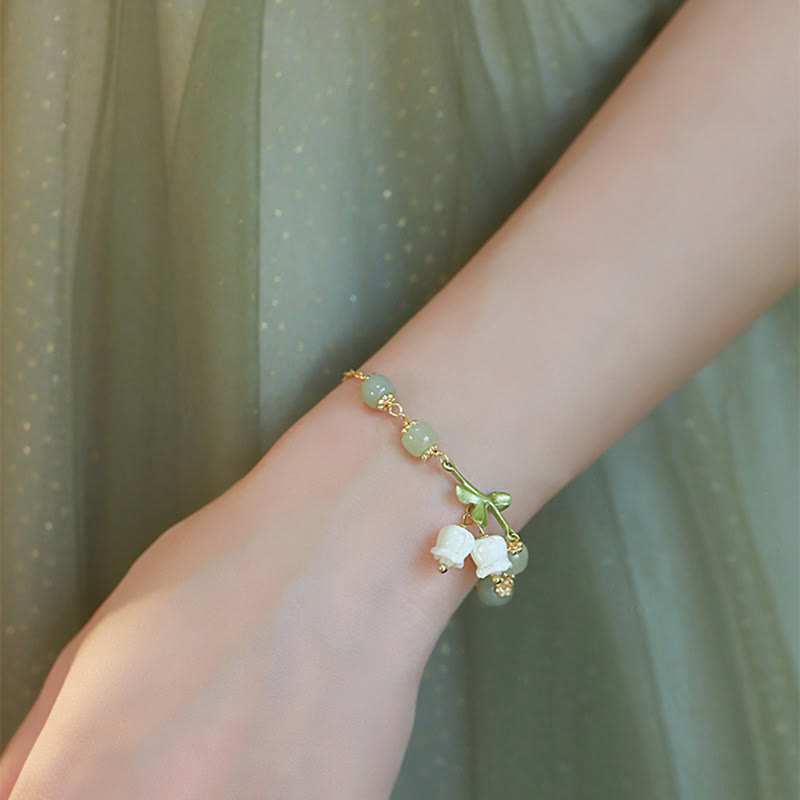 Green Jade Prosperity Bracelet | Lily of the Valley Chain