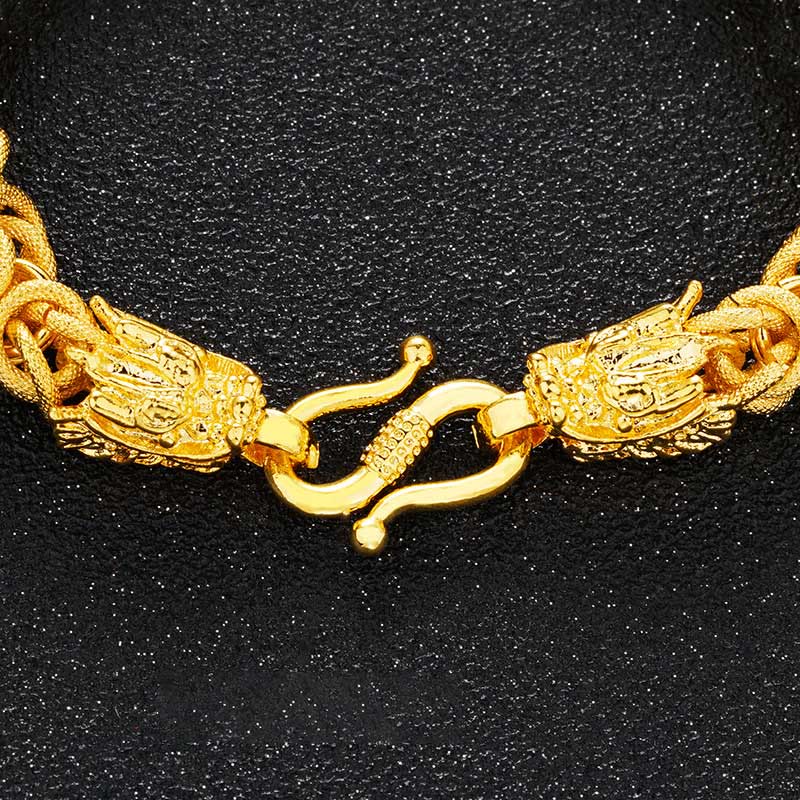 Premium 24k Gold Plated Double Headed Dragon Protection Bracelet