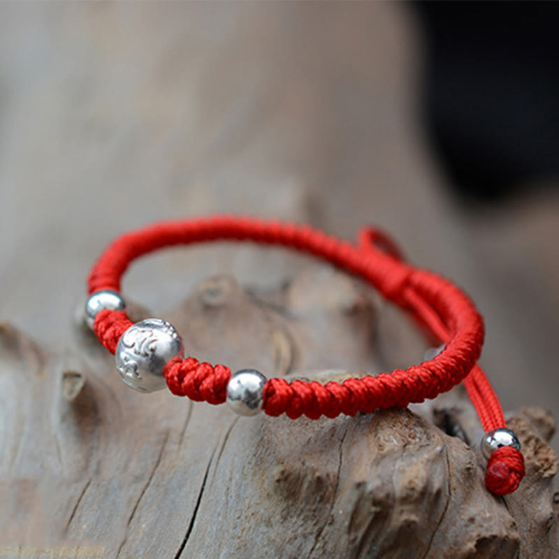 Om Mani Padme Hum Silver String Couple Bracelet | Protection & Luck