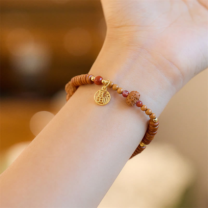 Om Mani Padme Hum Bracelet Bodhi Seed and Black Onyx