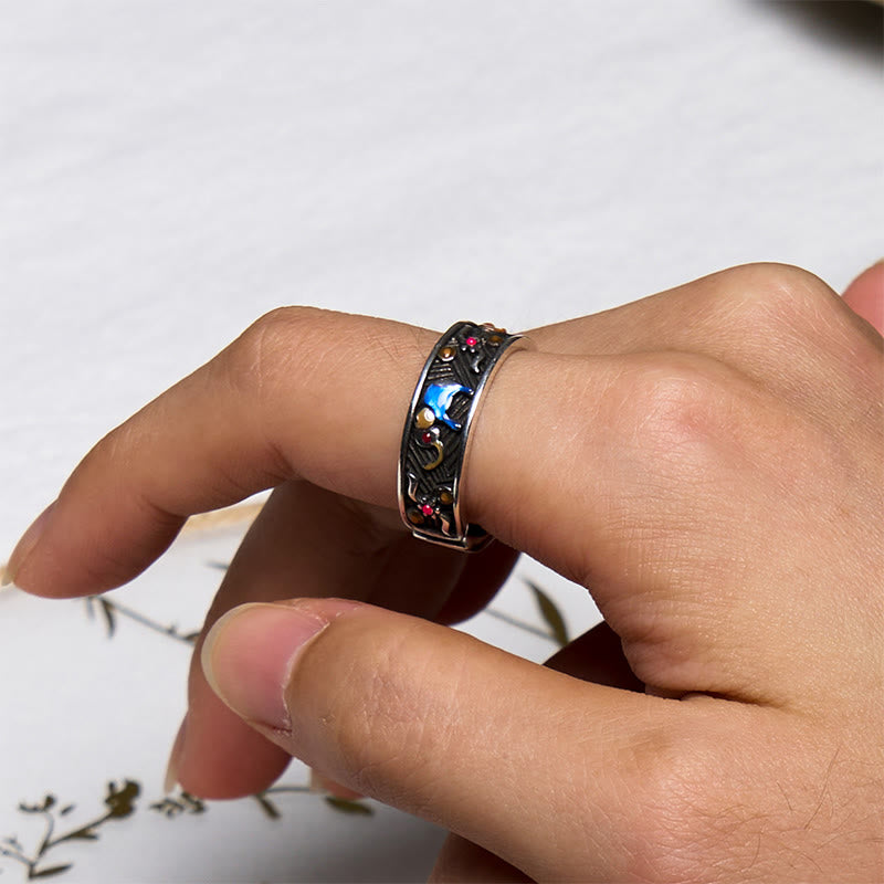 Colorful Elephant Strength Adjustable Ring in Copper Silver