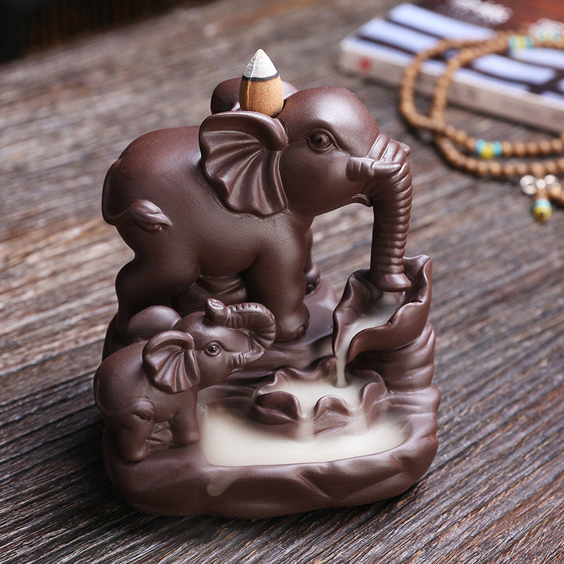 Tibetan Elephant Purple Clay Backflow Incense Burner