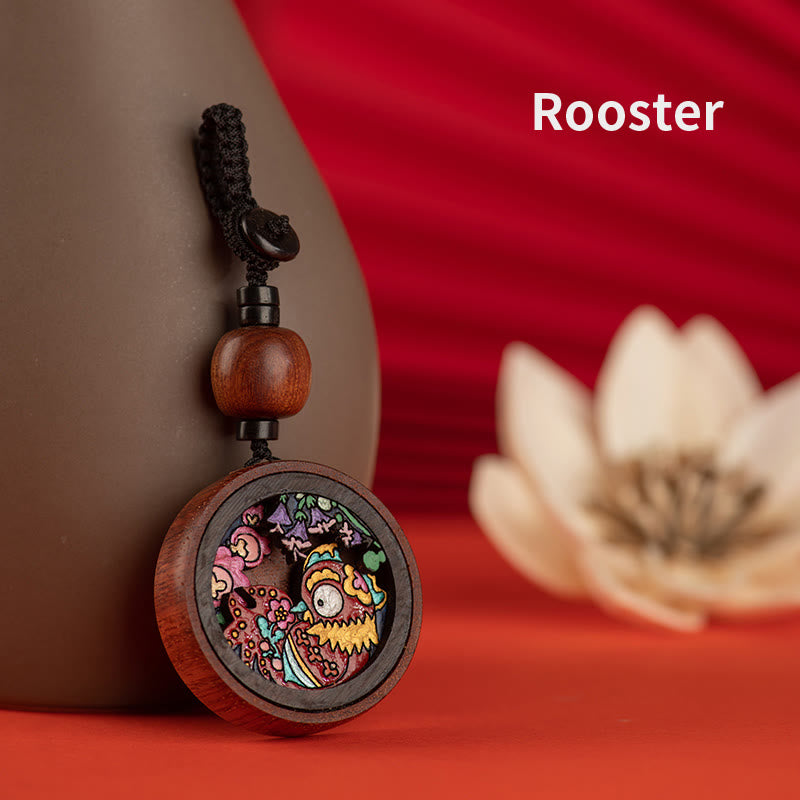 Rosewood Dragon Zodiac Key Chain for Calm & Protection