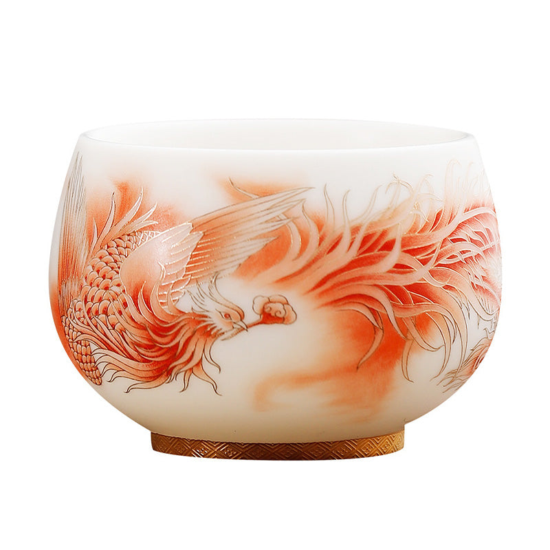 Porcelain Phoenix Tea Cup 180ml | Zen Ceramic Decor