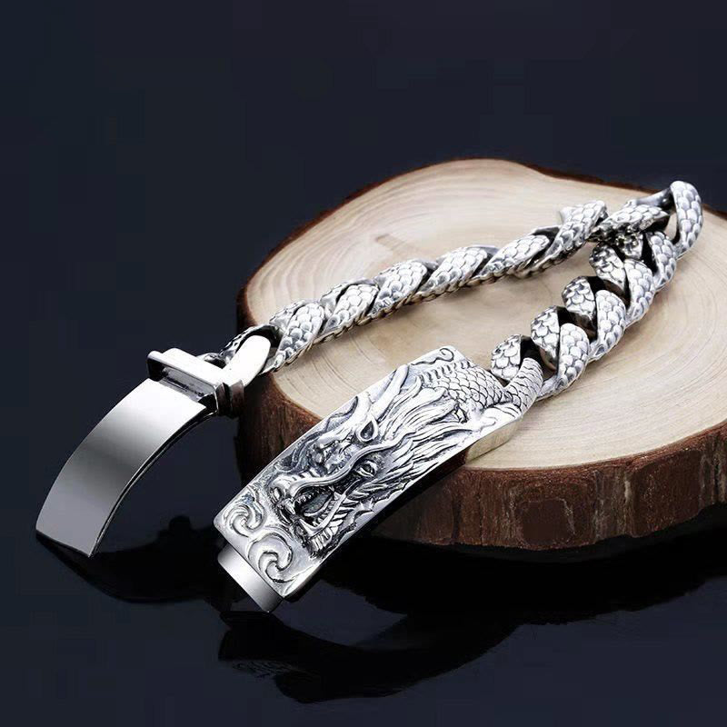 Mens Copper Dragon Scale Protection Bracelet 20cm