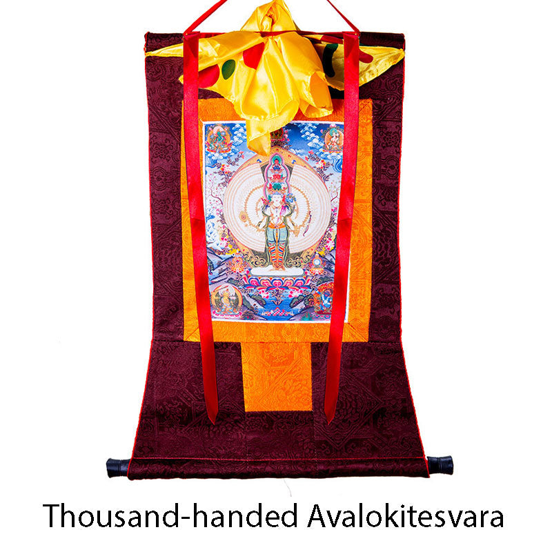 Tibetan Avalokitesvara Thangka Wall Decor 60cm Blessing