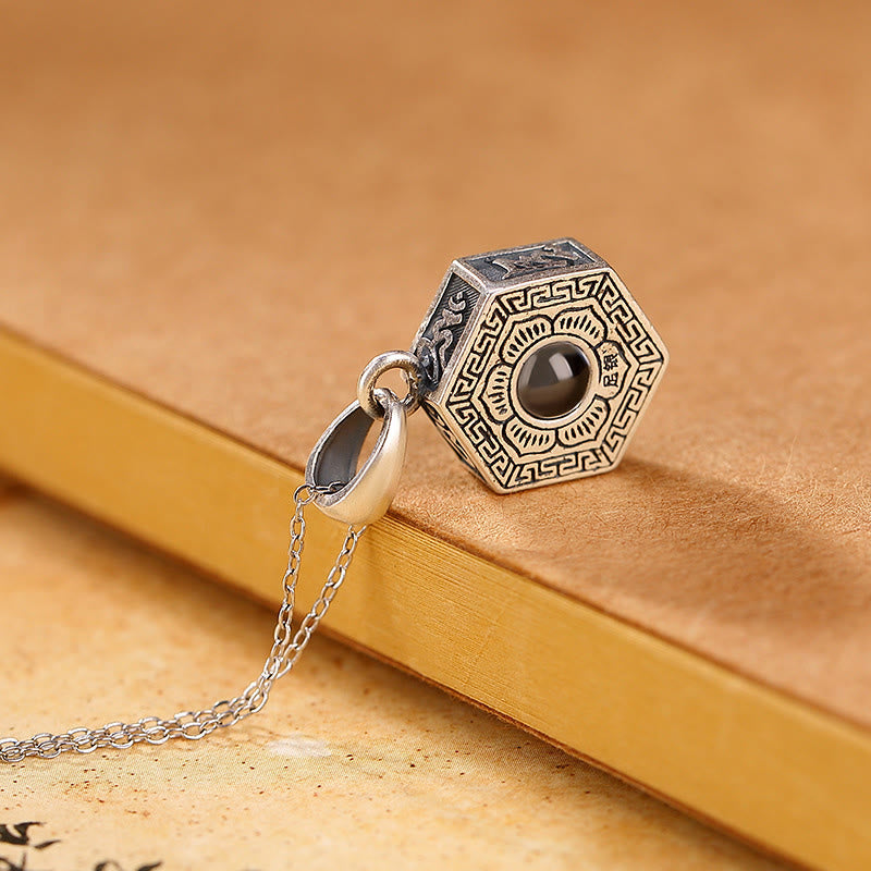 990 Sterling Silver Tibetan Om Mani Padme Hum Love Projection Necklace