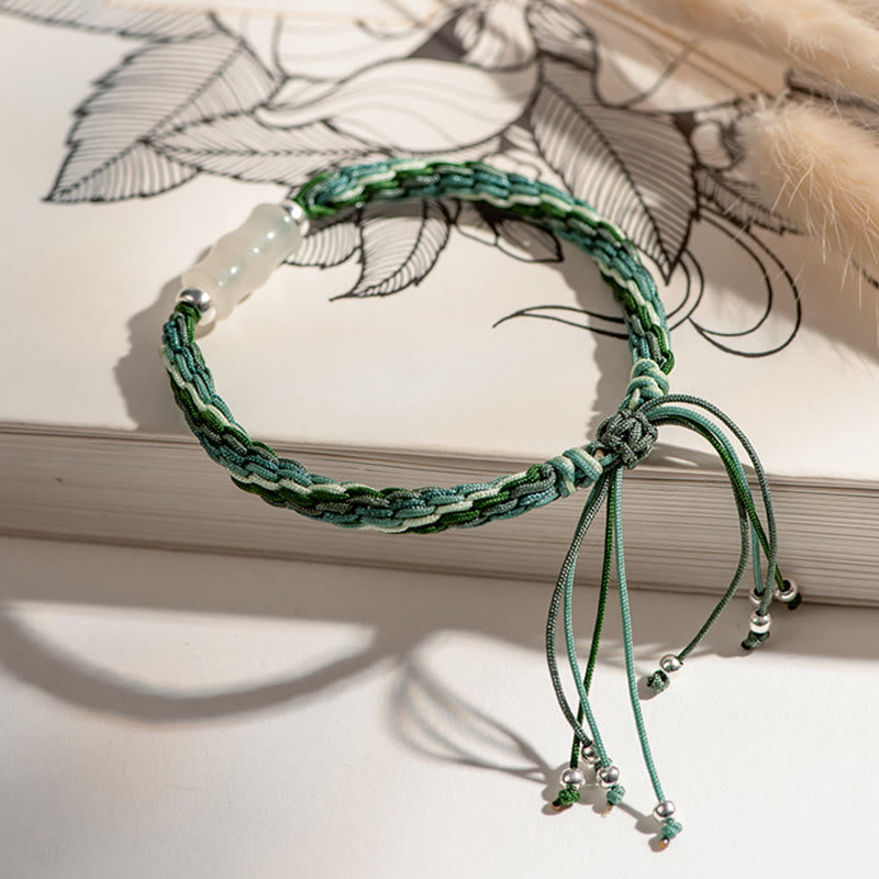 White Jade Bamboo Strength & Luck String Bracelet