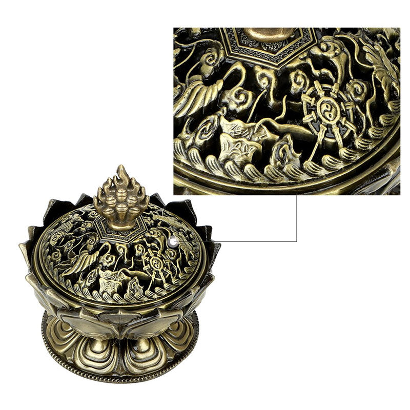 7cm Zinc Alloy Lotus Incense Burner for Meditation