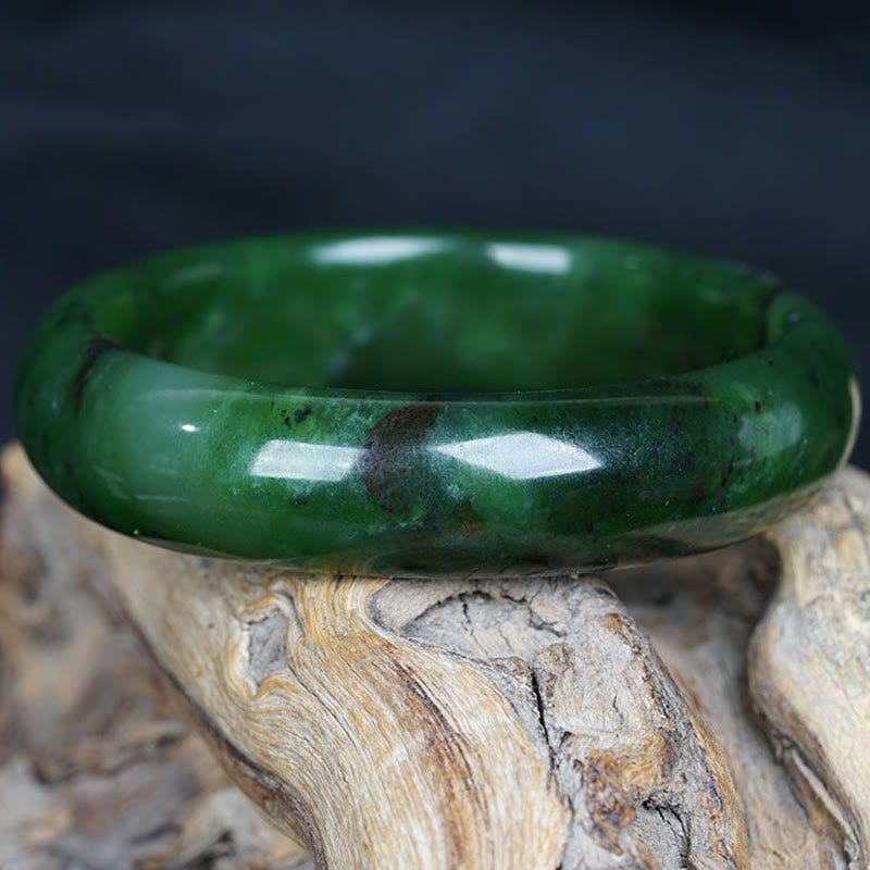 Natural Hetian Cyan Jade Bracelet for Success & Happiness 56mm