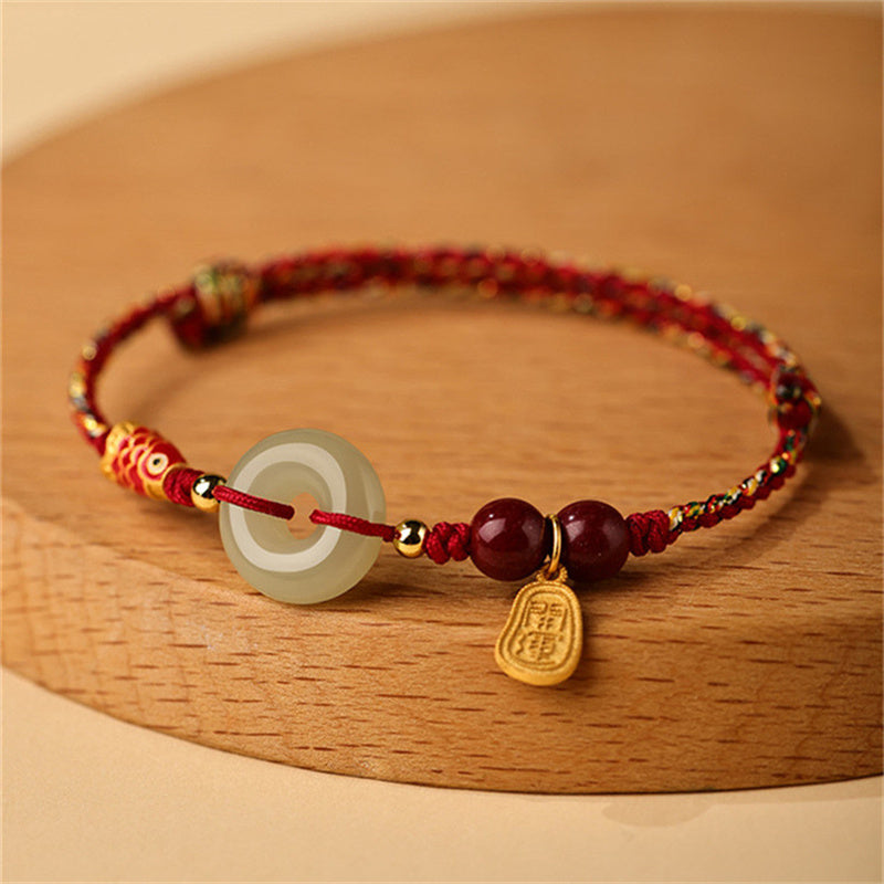 Sterling Silver Koi Fish Bracelet with Jade Peace Buckle