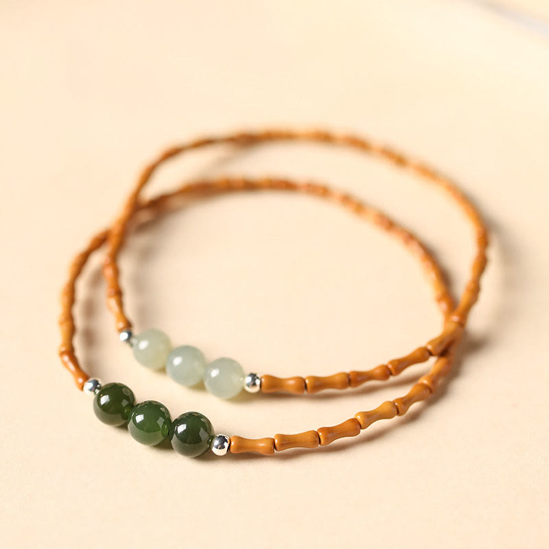 Hetian Jade and Olive Pit Luck Bracelet 6mm Beads