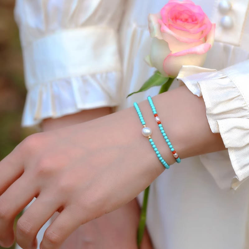 Turquoise Red Agate Protection Bracelet Small Beads