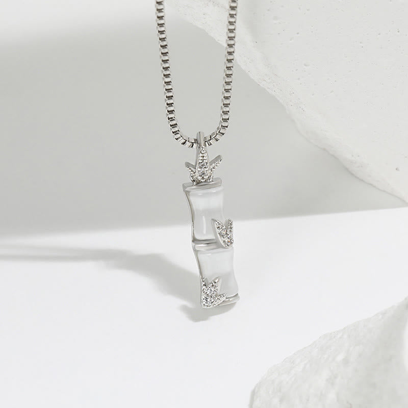 Chalcedony Bamboo Harmony Spiritual Necklace 47cm Pendant