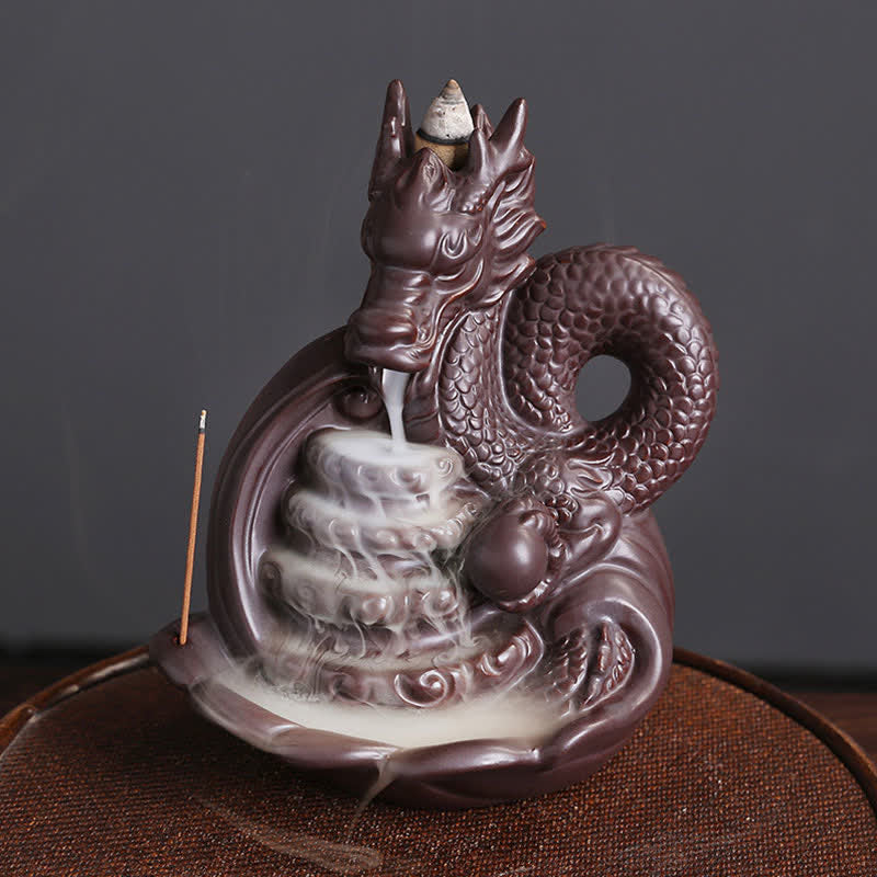 Dragon Pattern Ceramic Incense Burner for Success & Protection
