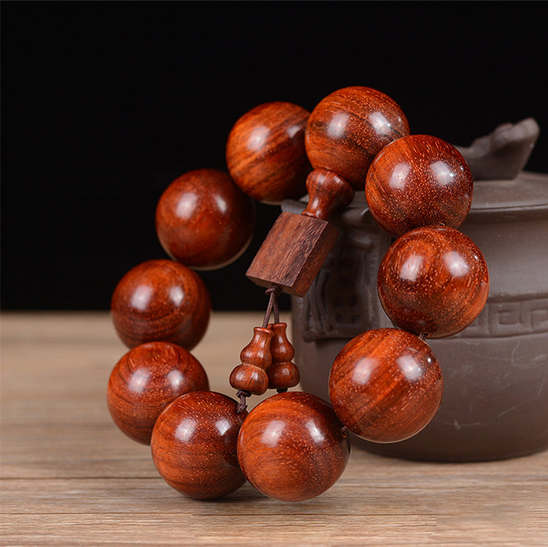 15mm Small Leaf Red Sandalwood Spiritual Bracelet for Relaxation