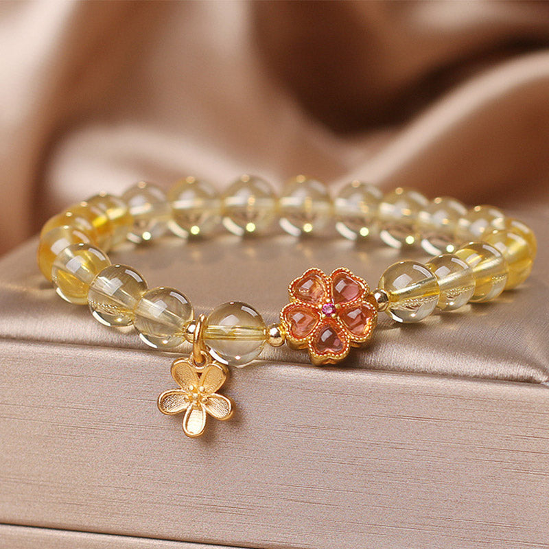 Citrine Prosperity Flower Bracelet 14-16cm