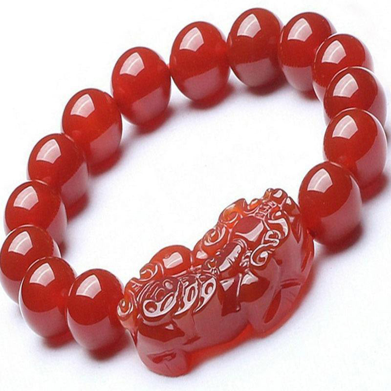 Red Agate Pixiu Lucky Bracelet 10mm - Wealth & Luck