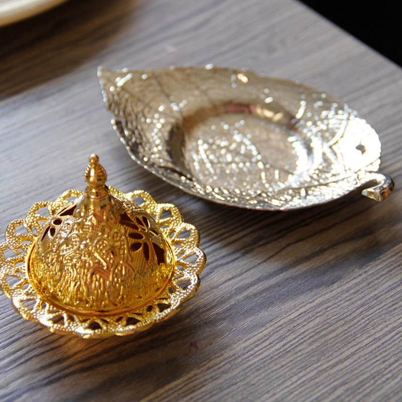 Tibetan Gold Leaf Incense Burner | Mini Meditation Coaster