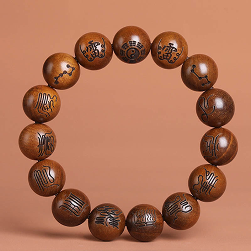 Lightning Struck Jujube Wood Yin Yang Bracelet for Protection