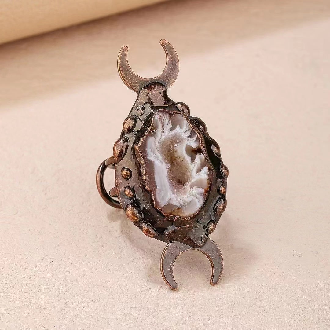 2cm Druzy Agate Crystal Healing Ring for Balance
