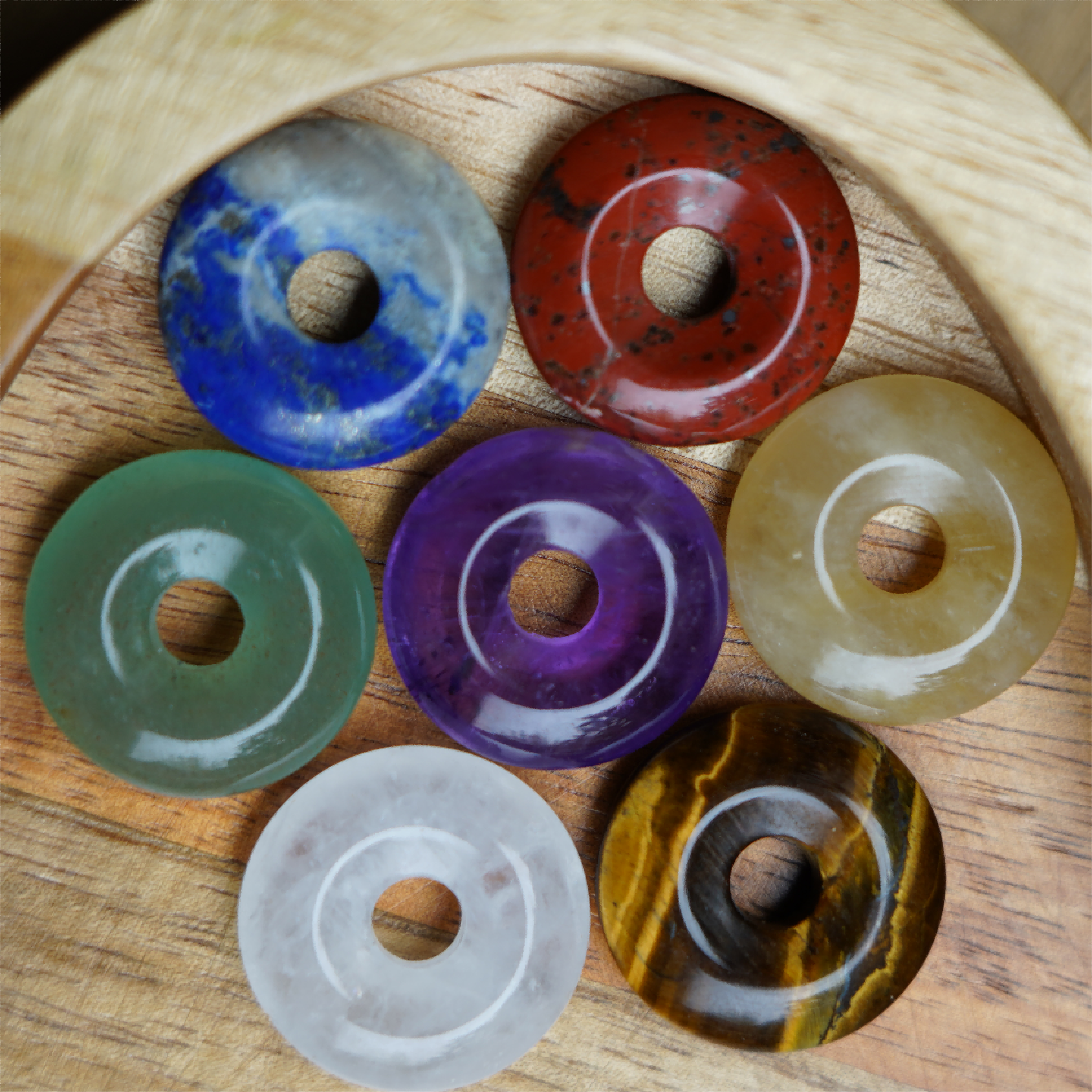 2cm Mixed Crystal Mini Donut Pendant Spiritual Necklace