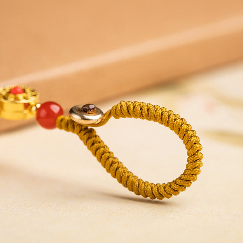 Agate Fu Character Key Chain for Good Luck & Blessing