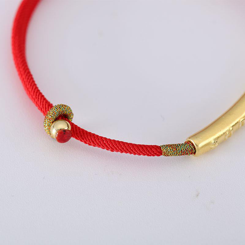 Om Mani Padme Hum Silver Lucky Red String Bracelet