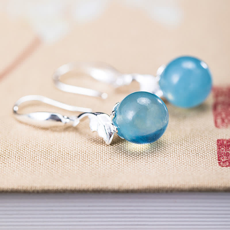 925 Sterling Silver Aquamarine Earrings Necklace for Emotional Healing