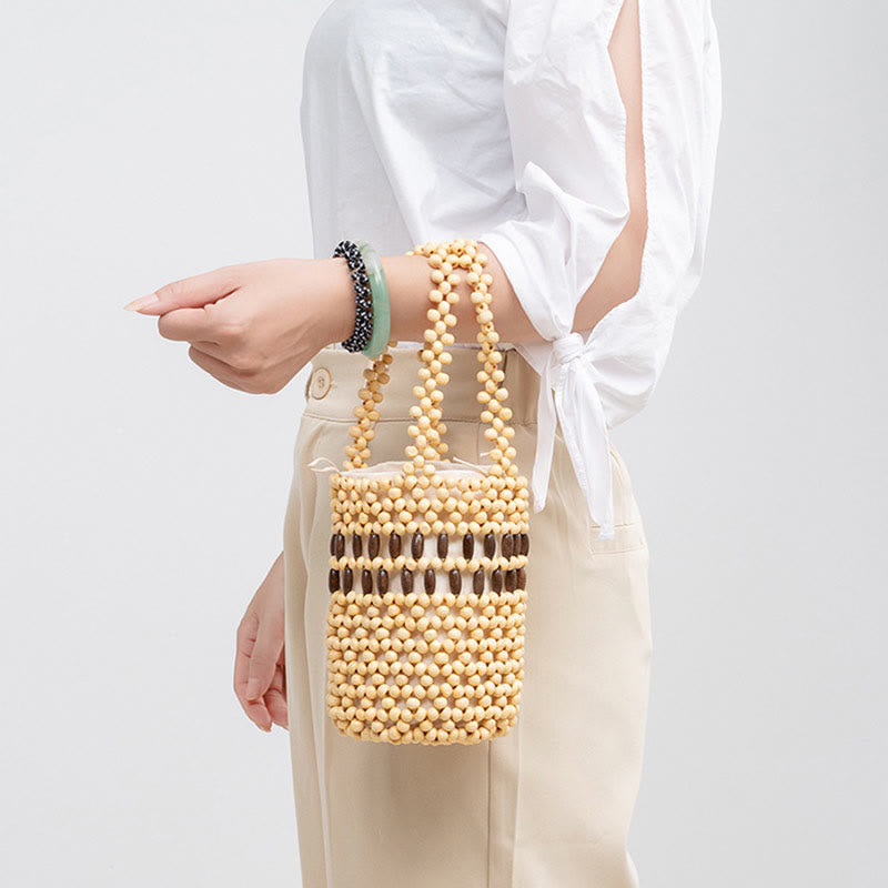 Wooden Beads Bucket Bag 12cm for Spiritual Jewelry