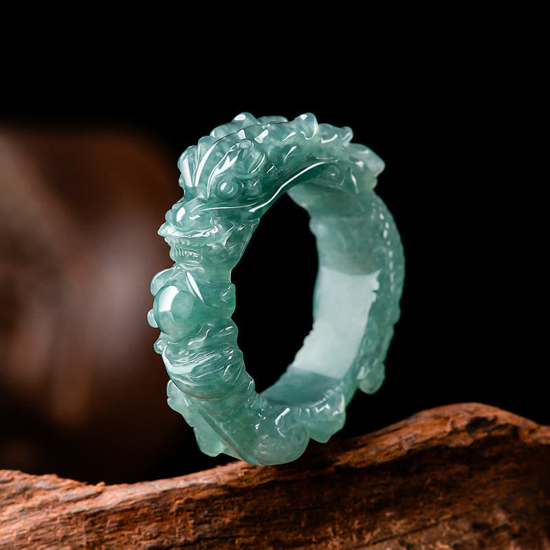 Natural Jade Dragon Success Ring