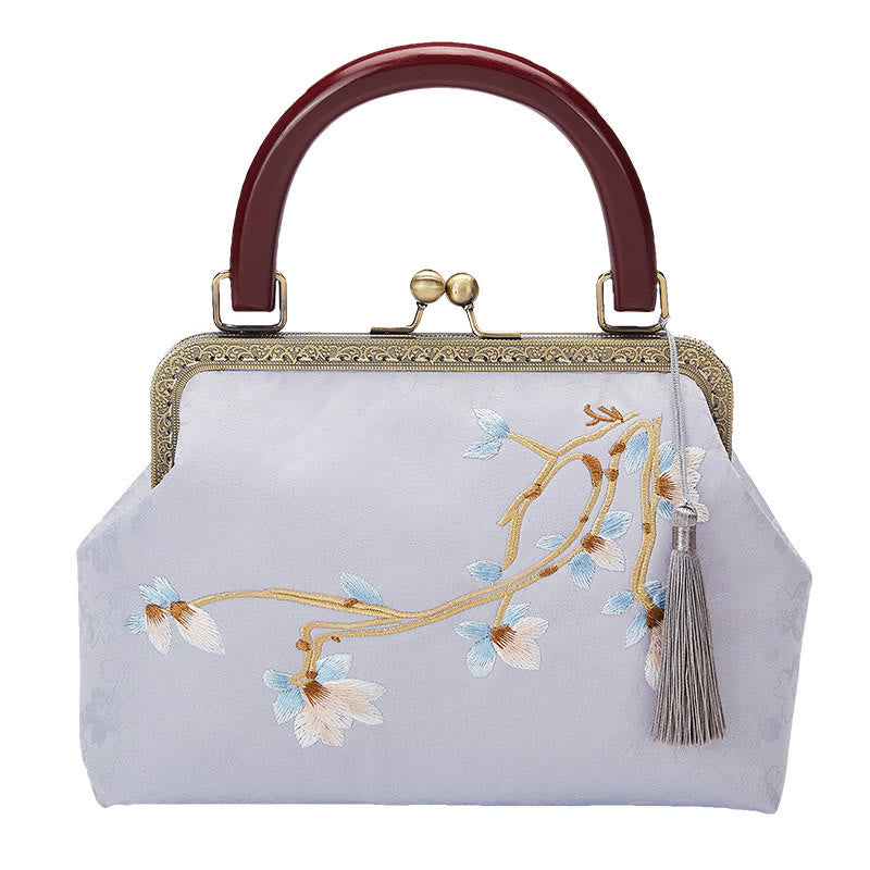 Flower Embroidery Handbag | Spiritual Crossbody Bag 19cm