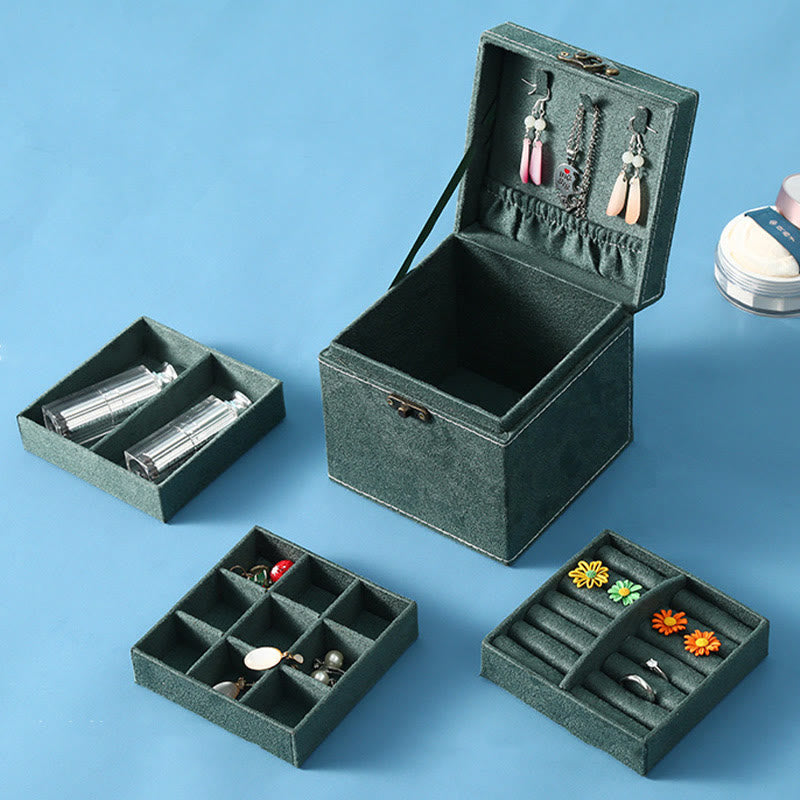 Three-Layer Flannel Jewelry Box Organizer | Zen Decor