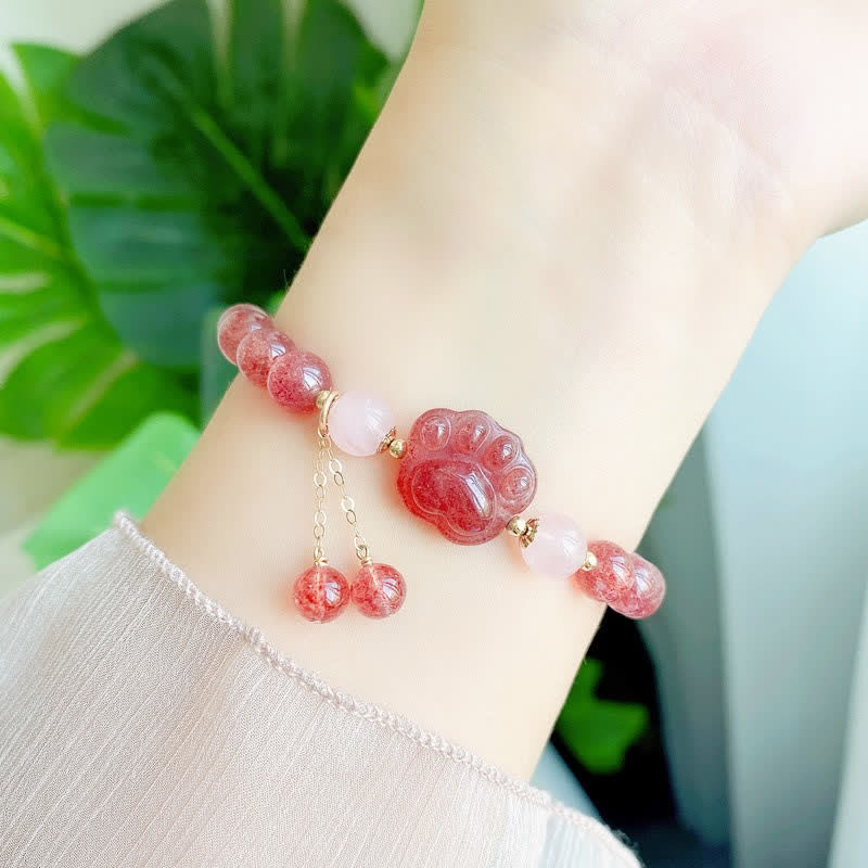 8mm Strawberry Quartz Love Bracelet for Healing & Euphoria