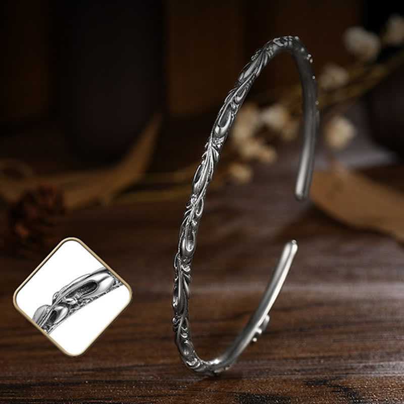 925 Sterling Silver Vine Engraved Protection Bracelet