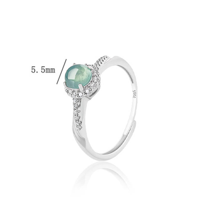 Sterling Silver Jade Prosperity Adjustable Ring
