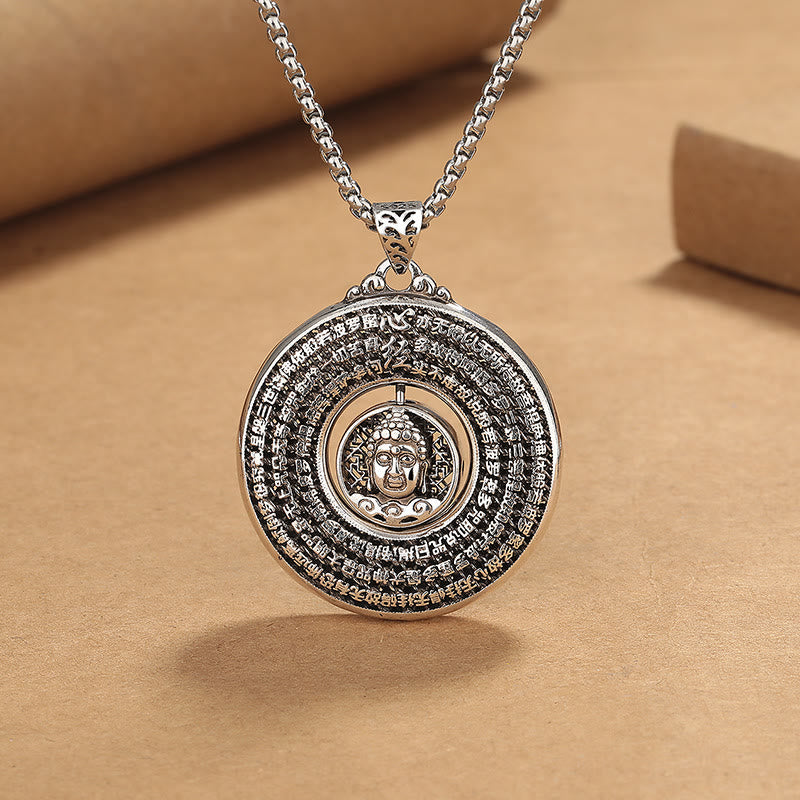 Heart Sutra Copper Buddha Peace Buckle Necklace