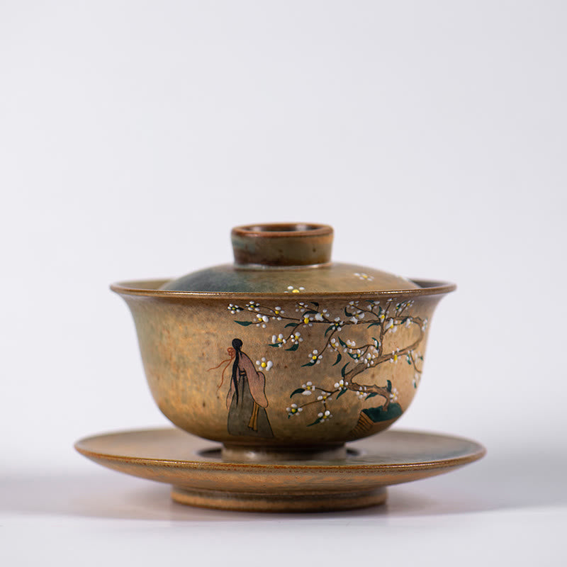 Hanfu Girl Porcelain Gaiwan Tea Cup 150ml Hand-Painted