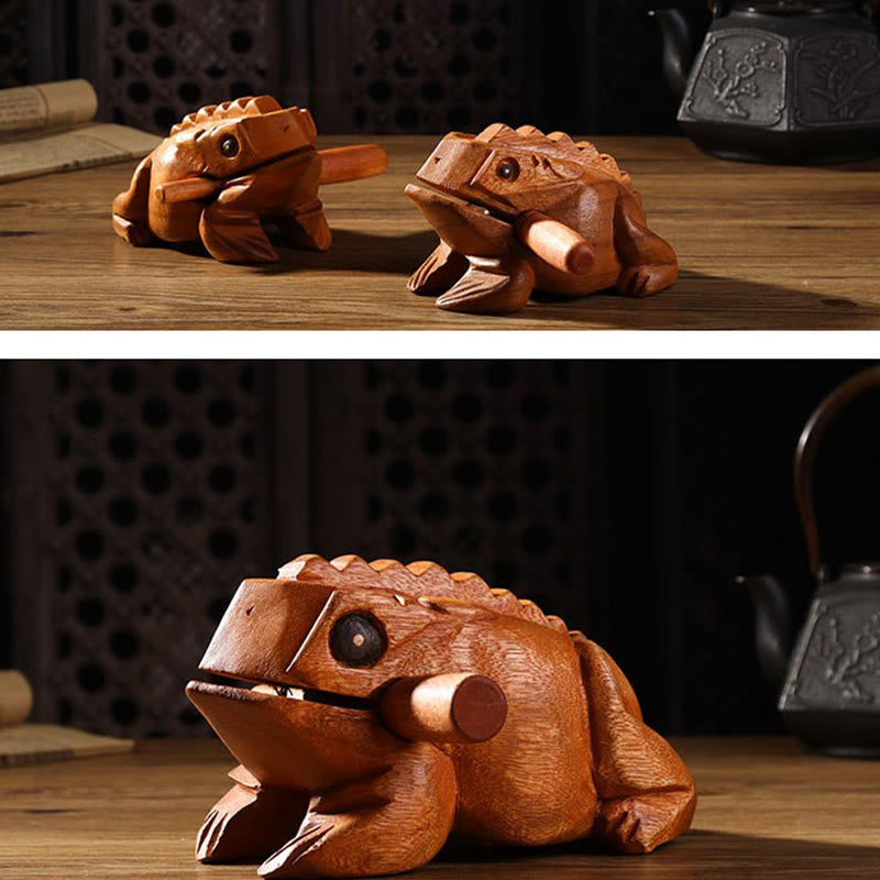 Miniature Feng Shui Wealth Luck Frog Decoration 6.5cm Wood