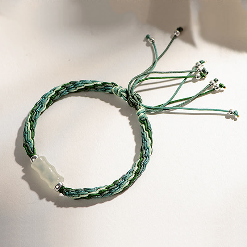White Jade Bamboo Strength & Luck String Bracelet