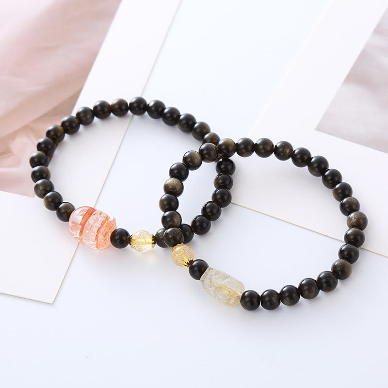 Gold Sheen Obsidian PiXiu Pixiu Wealth Protection Bracelet