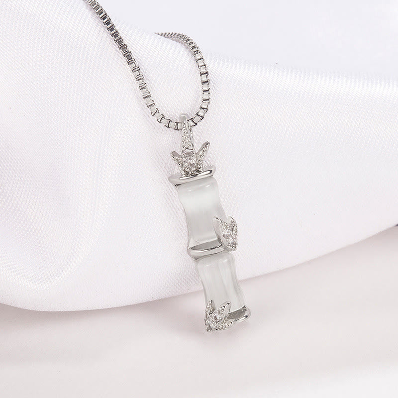 Chalcedony Bamboo Harmony Spiritual Necklace 47cm Pendant