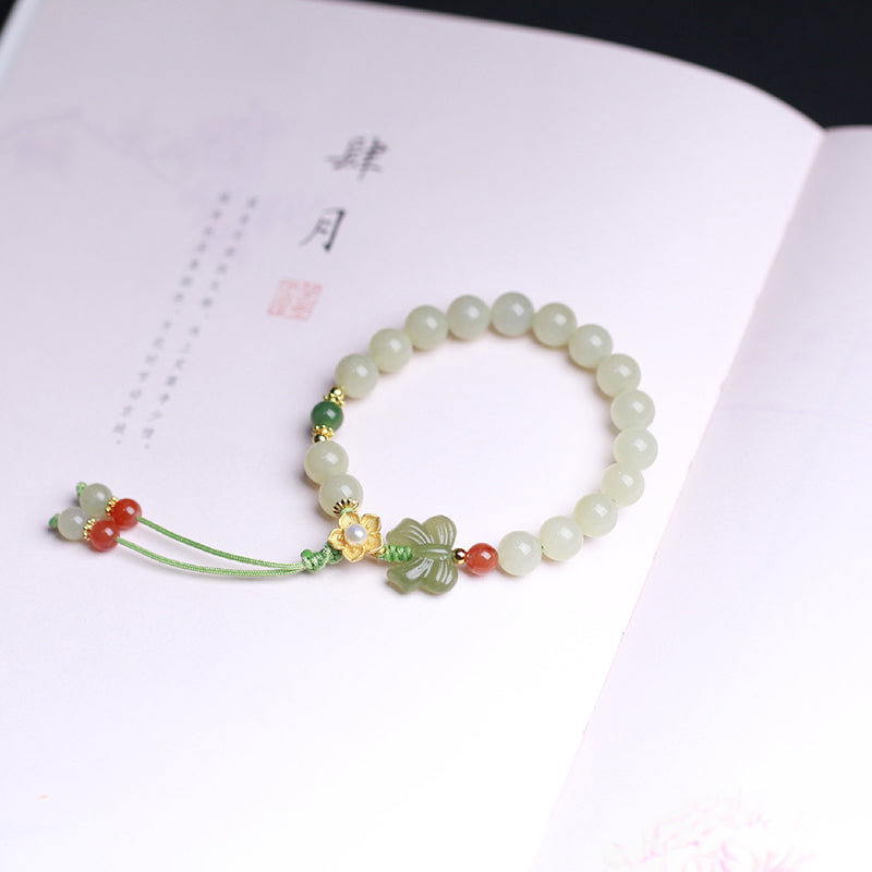 Jade Butterfly Luck Bracelet in 925 Sterling Silver